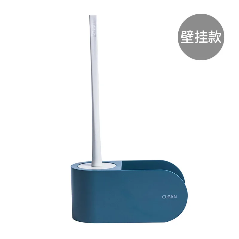 Wall mount Dark blue GESEW силиконовая туалетная щетка Настенная или напольная Дырокол бесплатно с основанием очиститель для туалета кисти наборы аксессуаров для ванной комнаты - Цвет: Wall mount Dark blue