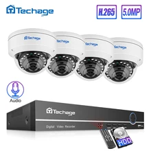 Techage H.265 8CH 5MP HD POE NVR комплект POE Система видеонаблюдения Аудио Микрофон купольная ip-камера Крытый P2P комплект видеонаблюдения