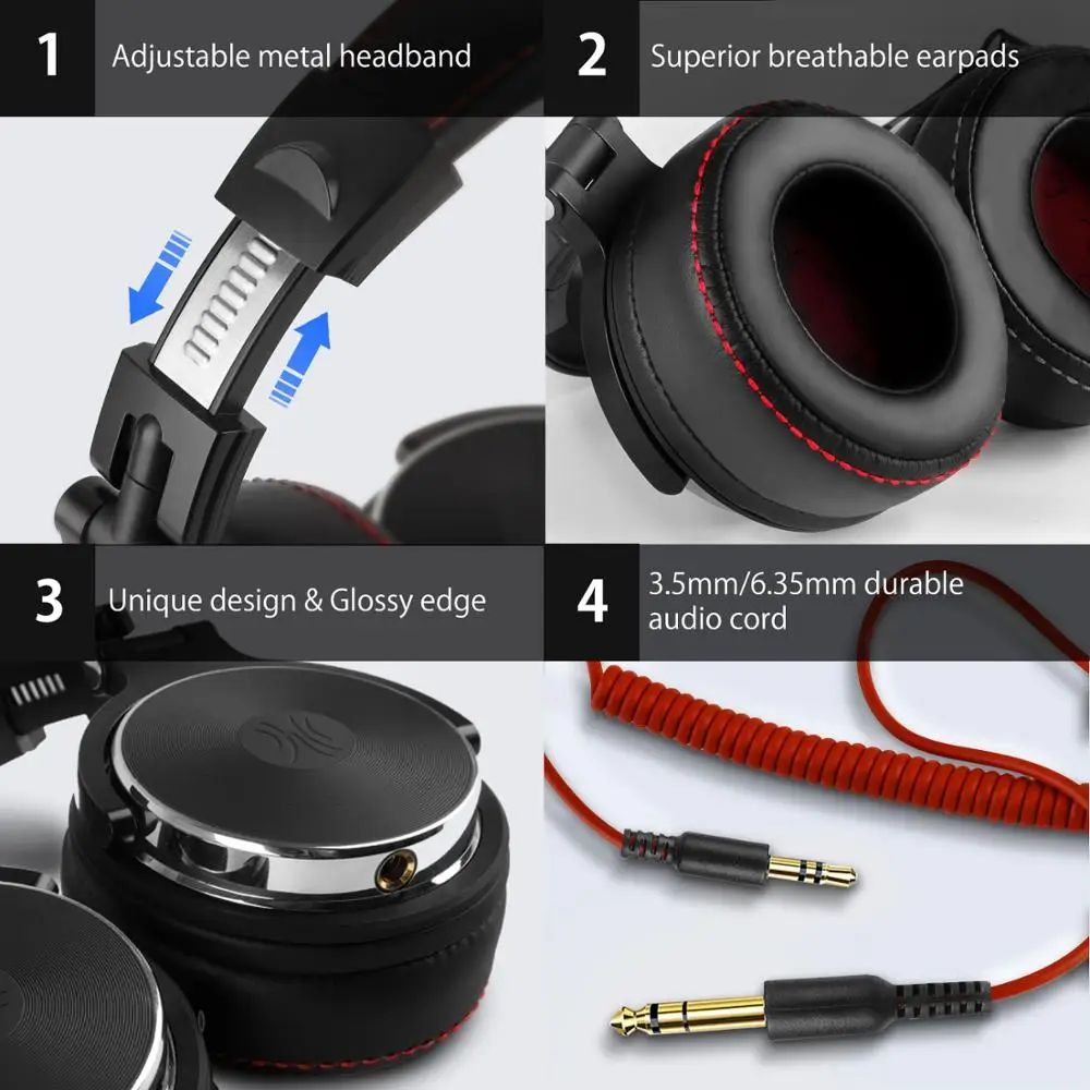 Fones de Ouvido Fone de Ouvido com Fio com Microfone Cabo do Monitor de Alta Fone de Ouvido para o Telefone Oneodio Professional Studio Dual-direito Fidelidade Música pc Pro dj - Image 5