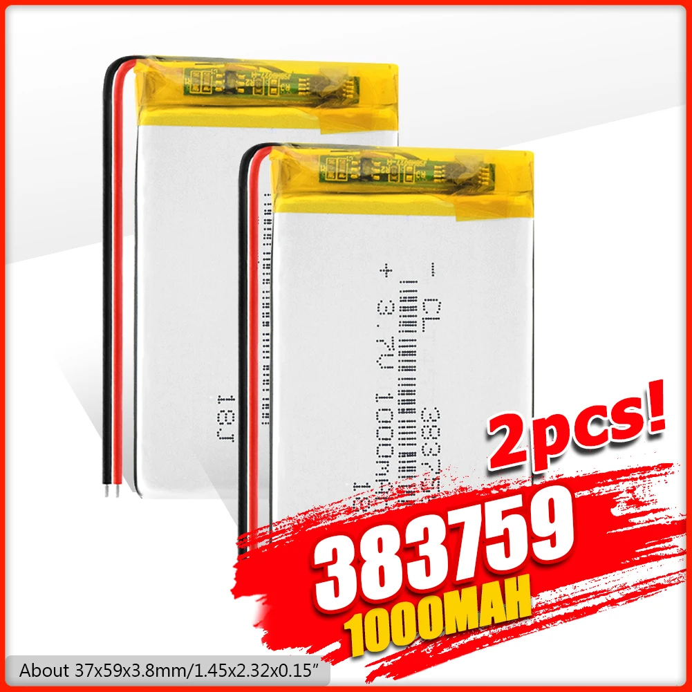 1/2/4x3 7 v литий ионный аккумулятор для Батарея 383759 1000 мАч полимерный Lipo батареи