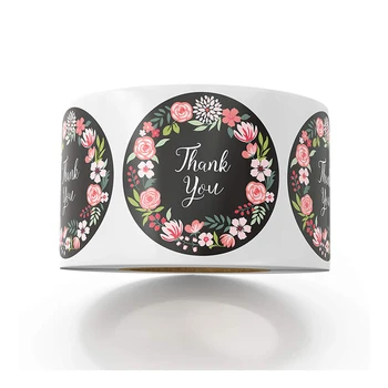 Thank You Stickers Floral Stickers for Company Giveaway Party Favors Labels Mailing Supplies Funcy Flower Print 50-500pcs 1