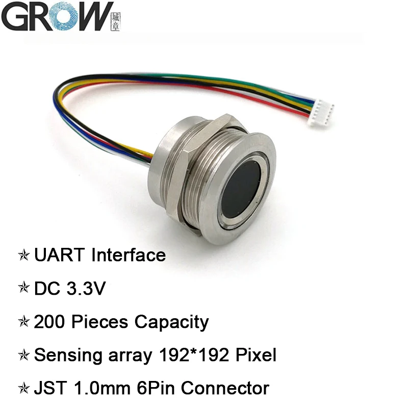 GROW R503 nowy okrągły dwukolorowy pierścień wskaźnik LED sterowanie DC3.3V MX1.0-6pin pojemnościowy moduł linii papilarnych skaner czujnika 2 GROW R503 nowy okrągły dwukolorowy pierścień wskaźnik LED sterowanie DC3.3V MX1.0-6pin pojemnościowy moduł linii papilarnych skaner czujnika 2