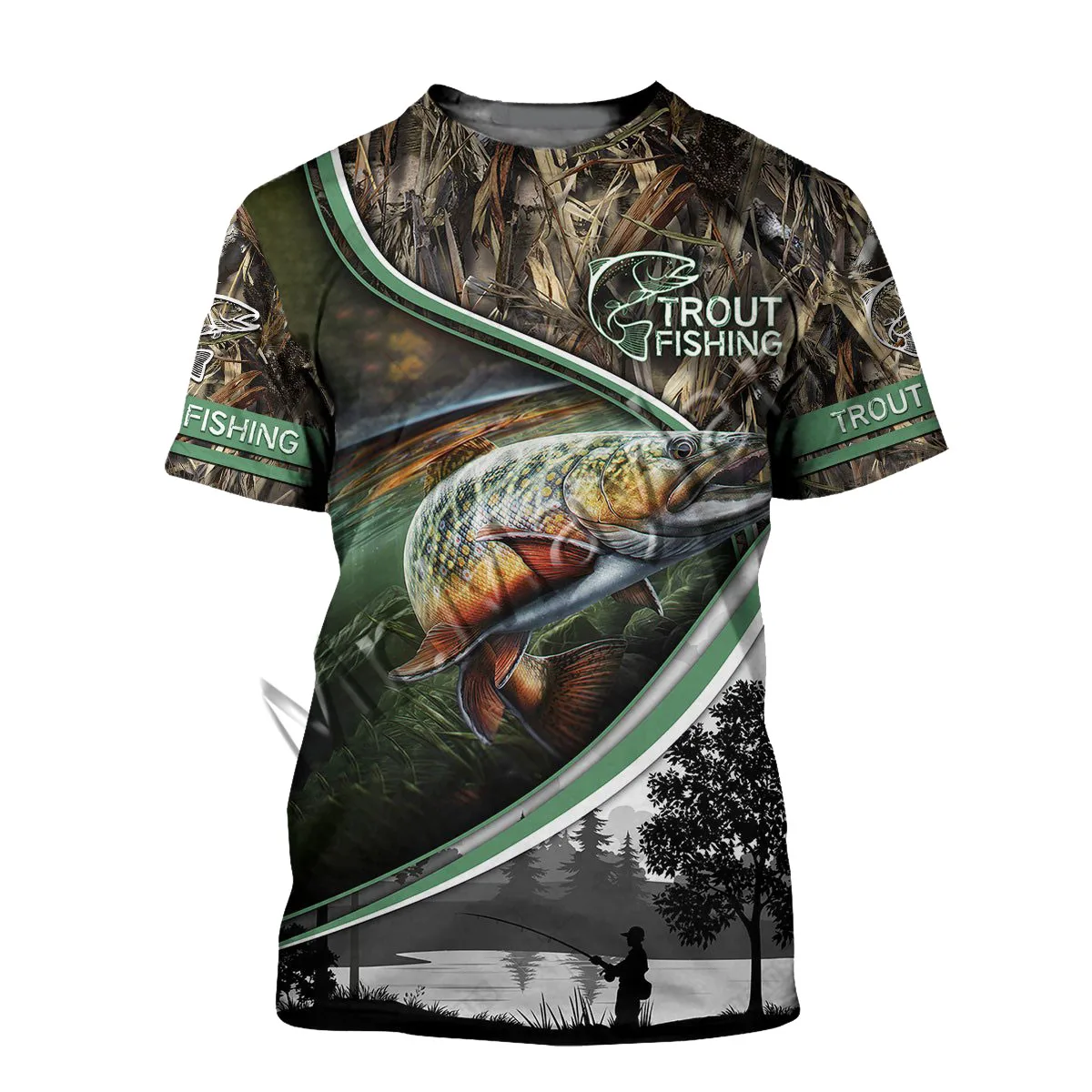 

Fashion Animal Deep Dass Trout Fishing Colorful Men/Women O-Neck T-shirt 3D Print Leisure Hip Hop Streetwear Short Sleeves S-22