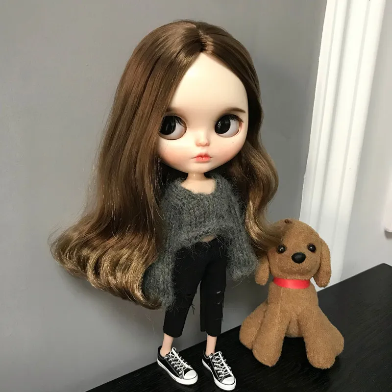 1/6 blyth кукольная одежда Pullip модные кукольные аксессуары свитер+ джинсы с дырками костюм 30 см bjd blyth кукольная одежда для Барби