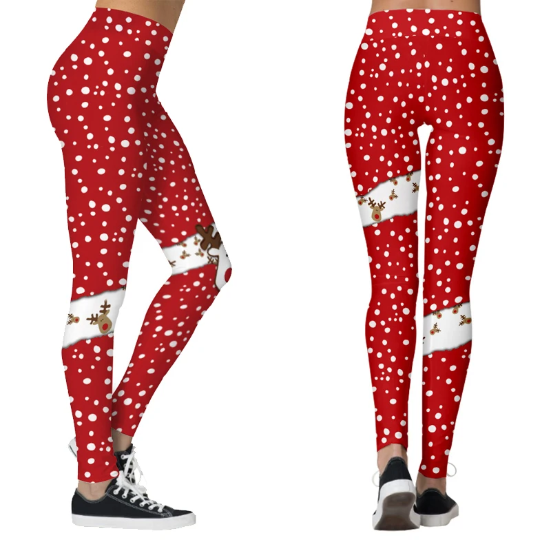 Леггинсы спортивные женские фитнес с 3D принтом рождественские штаны для йоги пуш-ап Большие размеры леггинсы для спортзала олень, Санта женские штаны для фитнеса