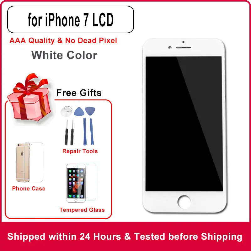 Качественный ЖК-дисплей AAA для iPhone 4, 4S, 5, 5S, SE, 6, 6 S, 6 plus, 6S plus, 7, 7 plus, 8, 8 plus, ЖК-дисплей, сенсорный экран, замена, без битых пикселей - Цвет: for iPhone 7 white