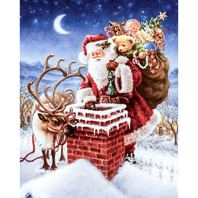 

Painting By Numbers Beautiful DIY Santa Claus and the Milu Deer Oil Paint Acrylic Paint By Numbers Landscape Coloring For Decors