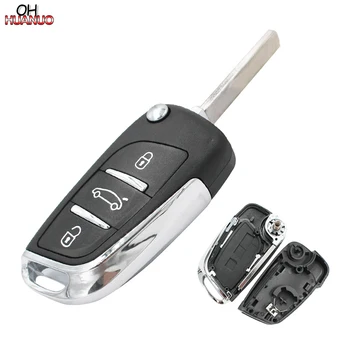 

3 Buttons DS Style Folding Key Shell Case Blank for Peugeot 307 407 308 408 Without Goove VA2 Blade