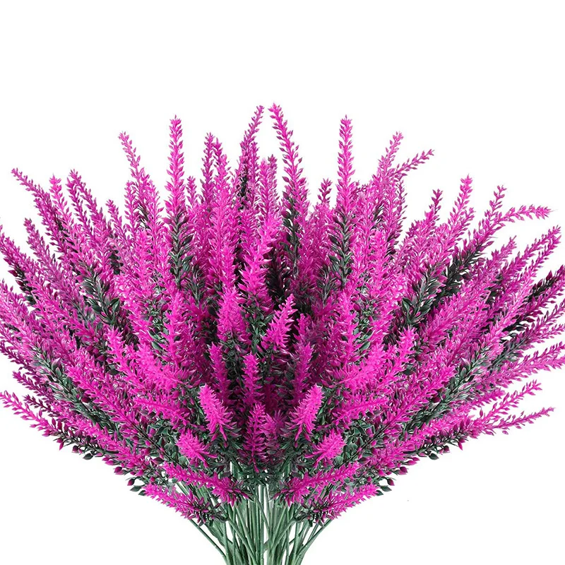 8pcs Artificial Lavender Flower Outdoor UV Resistant Fake Flowers No Fade Faux Plastic Plants Garden Porch Window Box Decoration | Дом и сад