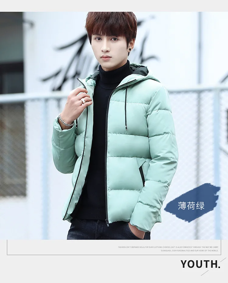 Autumn& Winter New Style Cotton-padded Clothes Men Youth Fashion Trend Cool Thick Warm Hooded Cotton-padded Clothes Teenag