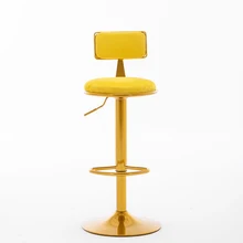Нордический высококачественный современный Регулируемый Желтый поворотный барный стул бархат
