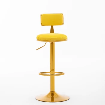 

nordic high quality modern ajustable yellow swivel bar stool velvet
