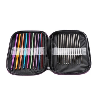

22pcs Crochet Hooks Multi Color Crocheting Needles Kit Stainless Steel Aluminum Alloy Knitting Needles Weave Yarn Set