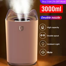 

Air Humidifier Double Nozzle 3L Humidifiers Diffuser USB Aroma Diffuser With Coloful LED Light Ultrasonic Aromatherapy Diffuser