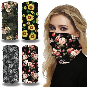 

Floral Printing Seamless Bandana Face Mask for Women Sports Yoga Workout Headband Magic Scarf Windproof Sunscreen Breathable