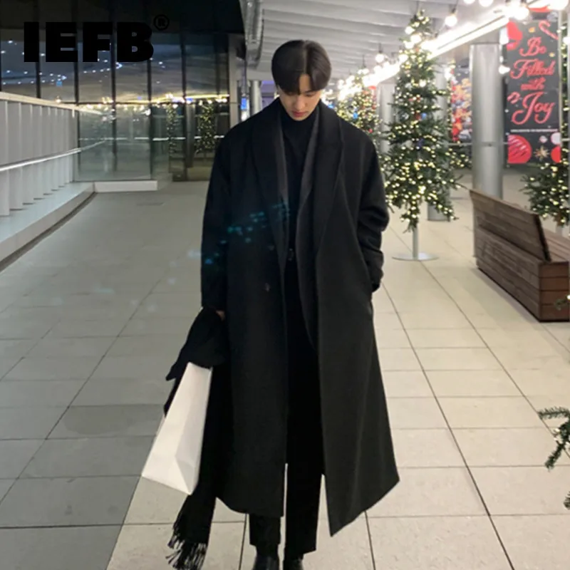 Tanio IEFB koreański Trend męski luźny dorywczo jednorzędowy płaszcz jesień