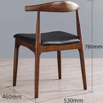 

Nordic solid wood horn chair modern minimalist restaurant backrest dining chair home desk chair walnut study stool