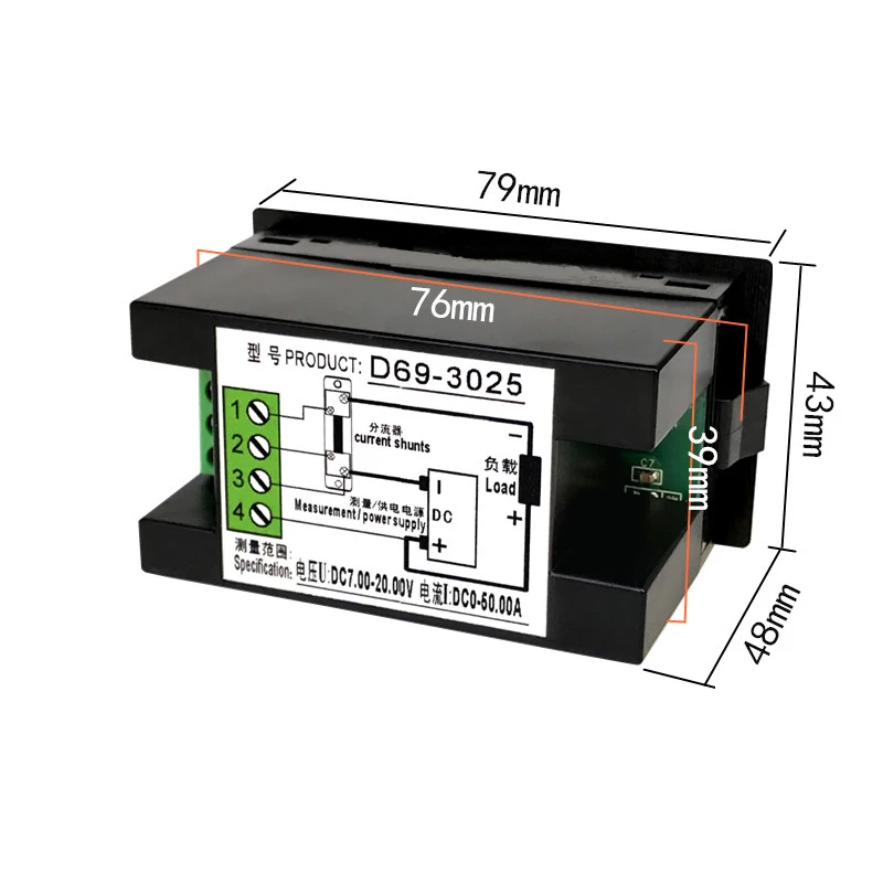 Corrente Energia Voltímetro, Amperímetro, Teste da Bateria, Display LCD, 4 em 1, 100A