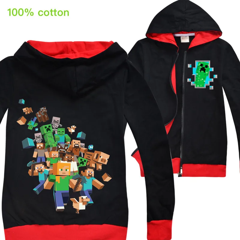 

Original Minecraft Autumn Sweater Black Grey Children's Long Sleeve Top Thin Cardigan Jacket Unisex Christmas and New Year Gift