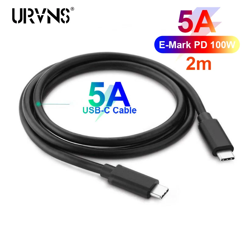 URVNS 100W PD USB C to USB Type C Cable Quick Charge 4.0 Fast Charging For MacBook iPad Pro Samsung Charger Cord USB-C Cable