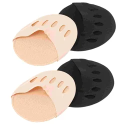2 Pairs Half-soles Forefeet Invisible Five-finger Socks Toe Socks Forefoot Support Pad (Black + Skin Color)