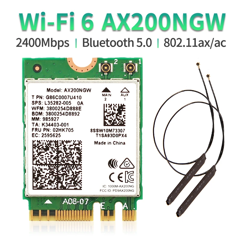 Best Offers Network Dual-Band Ax200 Ngff Wifi M.2 Bluetooth MU-MIMO Cardantenna 2x2 for Wlan Wl96jNp3