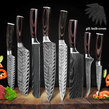 

Zemen Kitchen Chef 's Knife Stainless Steel Cooking Knives Santoku Utility Cutlery Cleaver Bread Paring Kitchen Accessories Tool