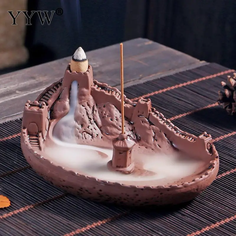

Leaf Smoke Waterfall Incense Holder Backflow Incense Burner Ceramic Aromatherapy Censer Mountain River Handicraft Incense Crafts