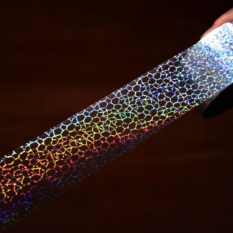 Laser Serpentine Mesh Design Nail Foil 100m Holographic Snake Skin Transfer Foils Sticker Grid Crack Effect Hot Stamping Foil