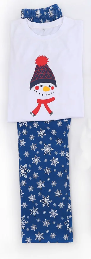 PatPat/Новинка; сезон осень-зима; хлопковая повседневная одежда для родителей и детей; Рождественский милый топ со снеговиком и зимние штаны одинаковый пижамный комплект для семьи - Цвет: Blue