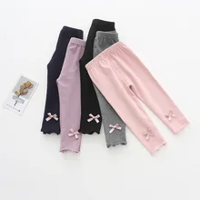 Special Offer JGG Crawler Solid Color Ribbon Bow Leggings 20# Autumn Childrenswear D104