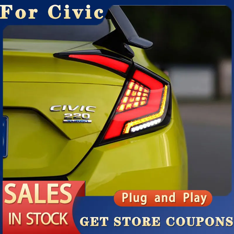 

For Honda Civic tail light 2017-2019 Civic LED tail light Rear Lamp DRL LED Dynamic Signal Brake light steering lamp Accessories