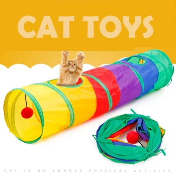 

Funny Pet Tunnel Cat Play Rainbown Tunnel Brown Foldable 2 Holes Cat Tunnel Kitten Toy Bulk Toys Rabbit Tunnel Cat Cave