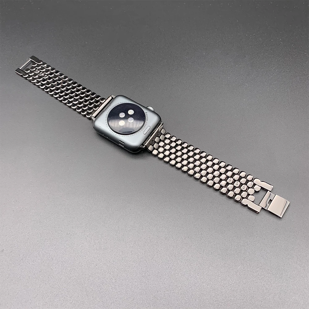 Ремешок для Apple Watch 38 мм 40 42 44 из нержавеющей стали iWatch Series 2 3 4 5 6 плоский браслет с
