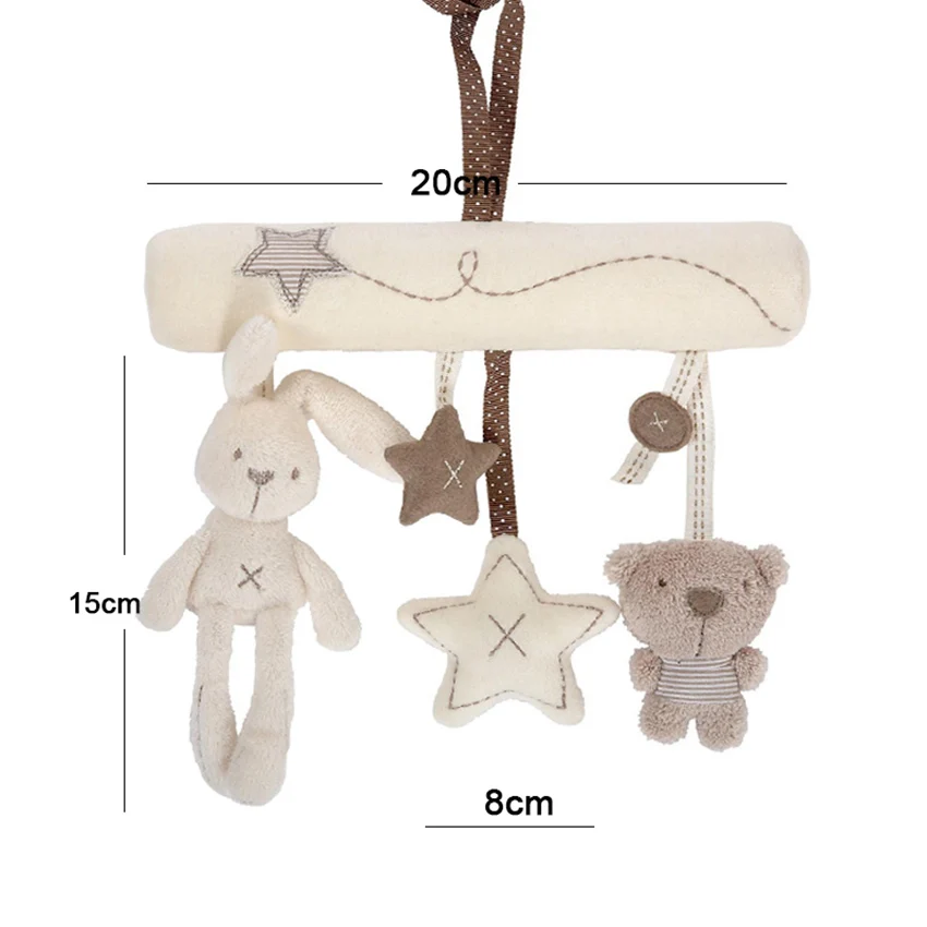 Милые детские погремушки для мобильных телефонов, подвесная кровать, коляска, погремушки на кроватку, игрушки для кроликов, плюшевые куклы в виде животных, кровать, колокольчик, Обучающие мобильные игрушки