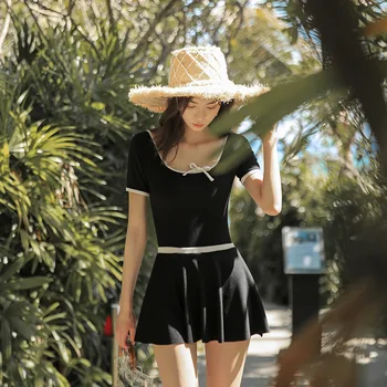 

Sport Swimsuit Women Female Surfing One Piece One-Piece Suits Swimwear 2020 New Ins Swimsuits With Skirt Sexy Solid Polyester