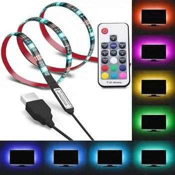 

1M/2M/3M LED Strip Light RGB 5050 Flexible Ribbon RGB Led Light Strip RGB Tape Diode DC 12V Remote Control 17Keys USB Adapter