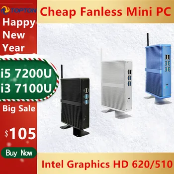

Topton Cheap Fanless Mini PC Windows 10 Pro Core i5 7200U i3 7167U i7 4500U DDR4/DDR3 Barebone Computer 4K HTPC WiFi HDMI VGA