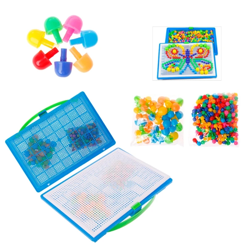 Crianças Cogumelo Unhas Quebra-cabeça Criativo Mosaico Pegboard Peg 2 Quebra-cab.