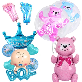 

Sweet Baby Shower Helium Balloon Ball in Ball Bear Ball 4D Bear Foil Balloons Baby Boy Girl Birthday Party Decorations Kids Toys