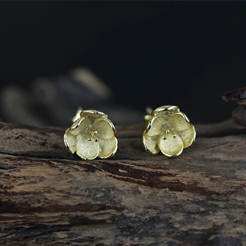 INATURE 925 пробы серебряные винтажные Креативные 3D цветочные серьги-гвоздики для женщин, хорошее ювелирное изделие