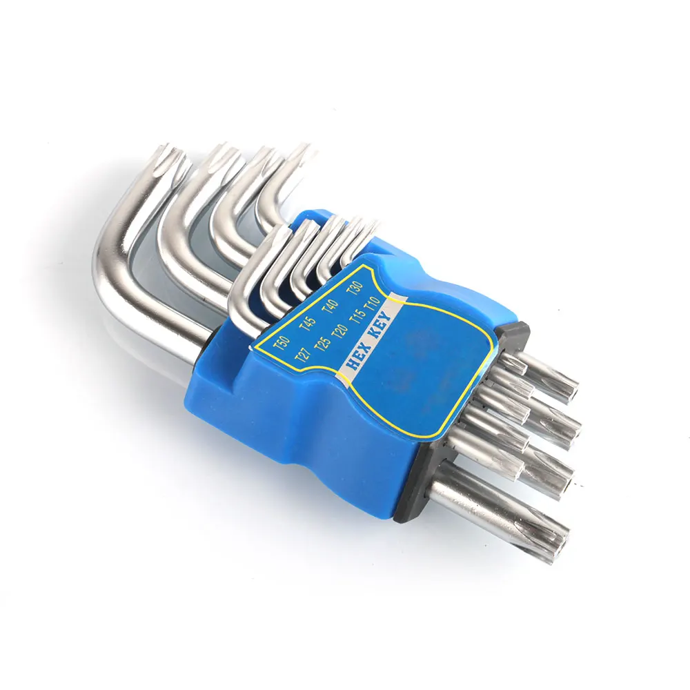 9 шт. T10 T15 T20 T25 T27 T30 T40 T45 T50 Torx гаечный ключ Набор шестигранных ключей Набор инструментов Мультитулы Torx гаечный ключ со стойкой в упаковке