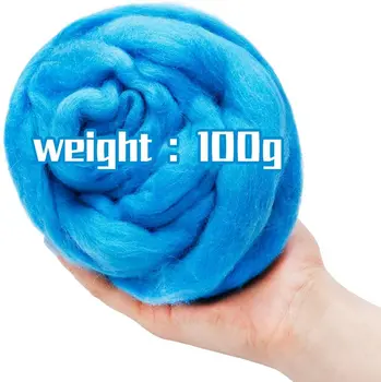 

KAOBUY -Light Blue 3.53oz Wool Roving Yarn, 100% Pure Wool, Spinning Wool Roving For Needle Felting Wet Felting DIY