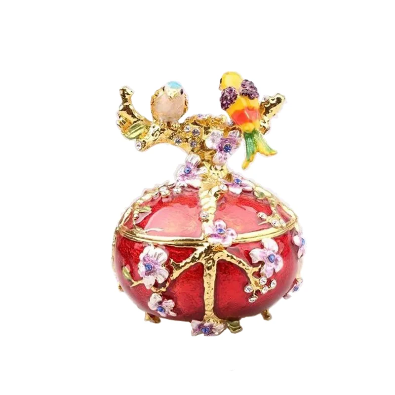 Bird on Egg Trinket Box Miniature Figurines Decoration Gifts Metal Jewelry |