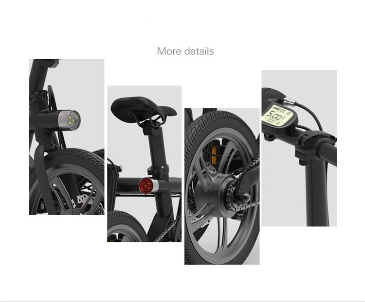 Mini Electric Bicycle 16 Inch 2 Wheels Electric Bicycle Brushelss Motor 350W 36V WhiteRedBlack Adult Electric Scooter          (2)