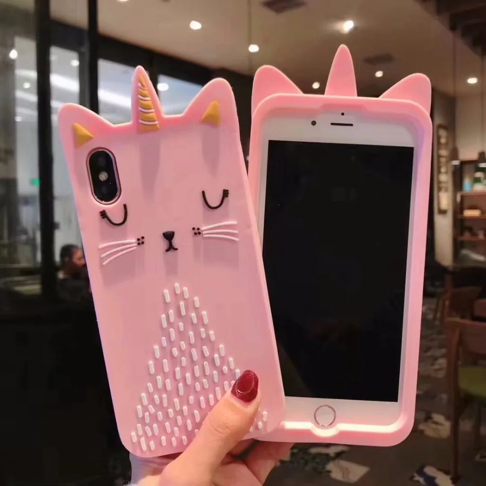 3D Cartoon Cute Crown Cat Pink Soft Silicon Back Cover Coque For iPhone 6 6s X XR Xs Max 7 8 Plus Lovely Animal Phone Cases |
