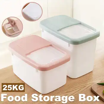 

12.5KG Food Storage Box PP Plastic Rice Container Sliding Cover Sealed Can Case Fresh-Keeping for Multigrain Noodle Cat Dog Food