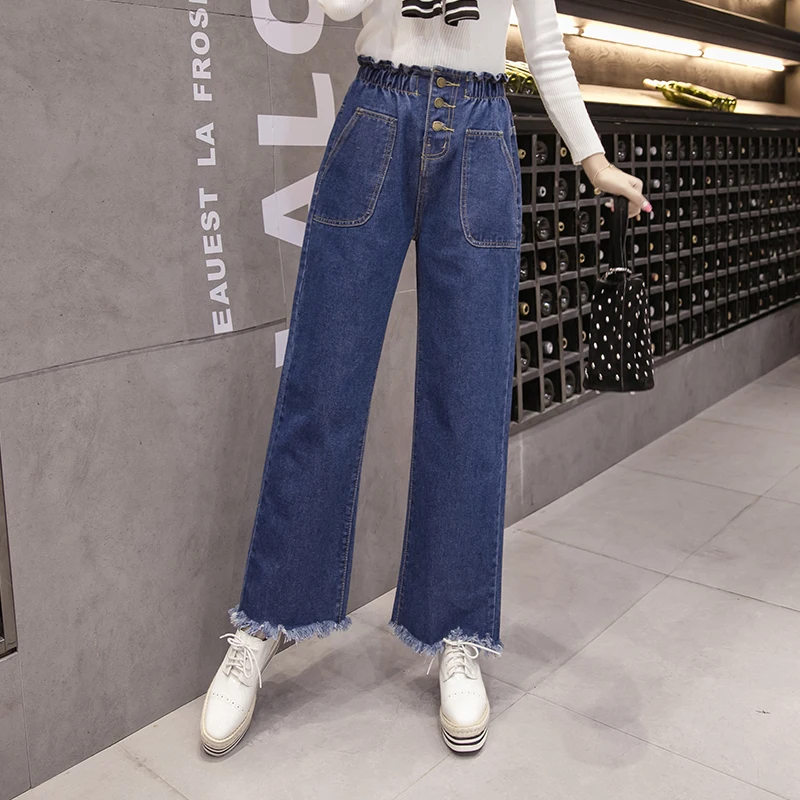 1882 Plus Size Elastic Waist High Waist Loose Jeans for Women S M L XL