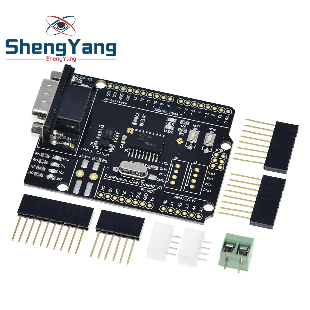 TZT MCP2515 Can Bus Щит Плата модуль SUB D разъем Стандартный UART IIC SPI светодиодный индикатор