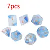 7pcs D20 Polyhedral Dice Glitter Double Colors 20 Sided Dices Table Board Game H4GF ► Photo 3/6